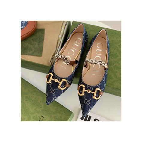 gucci denim horsebit flats|More.